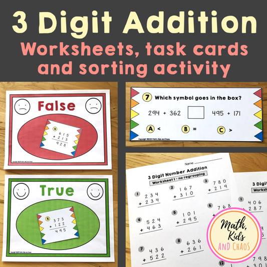 3 Digit Addition Activity Pack