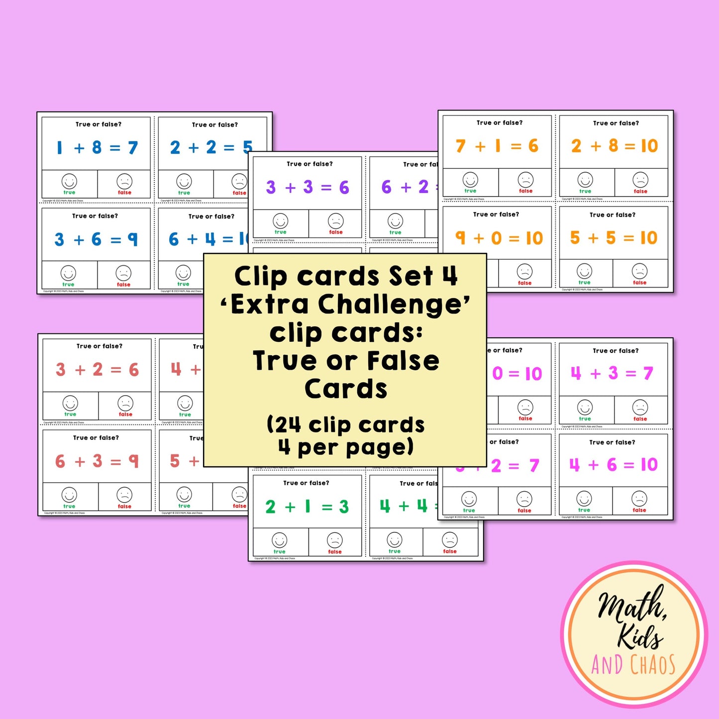 Addition Clip Cards (Addition within 10)