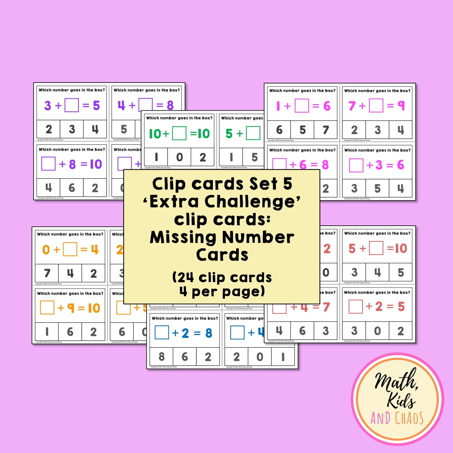 Addition Clip Cards (Addition within 10)