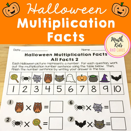 Halloween Multiplication Facts Worksheets