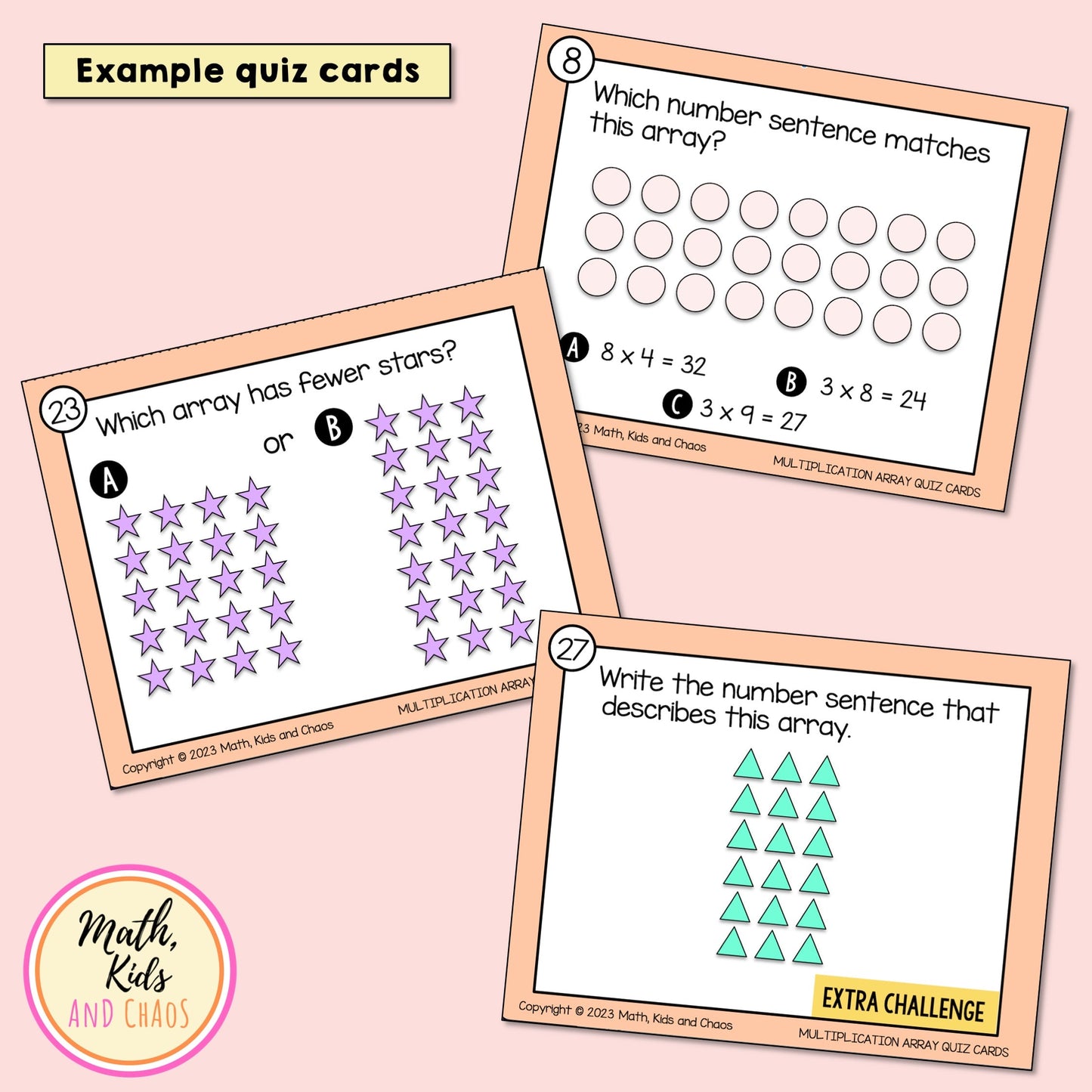 Multiplication Array Quiz Cards