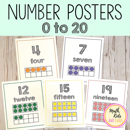 Number Posters 0 to 20