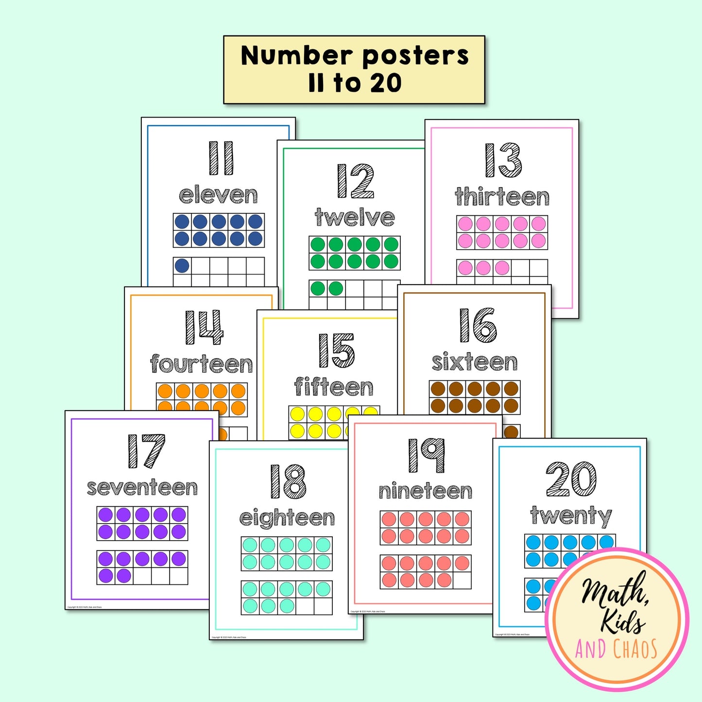 Number Posters 0 to 20