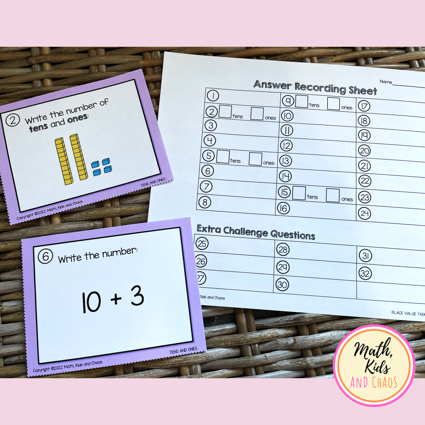 Place Value Task Cards (for TENS and ONES)