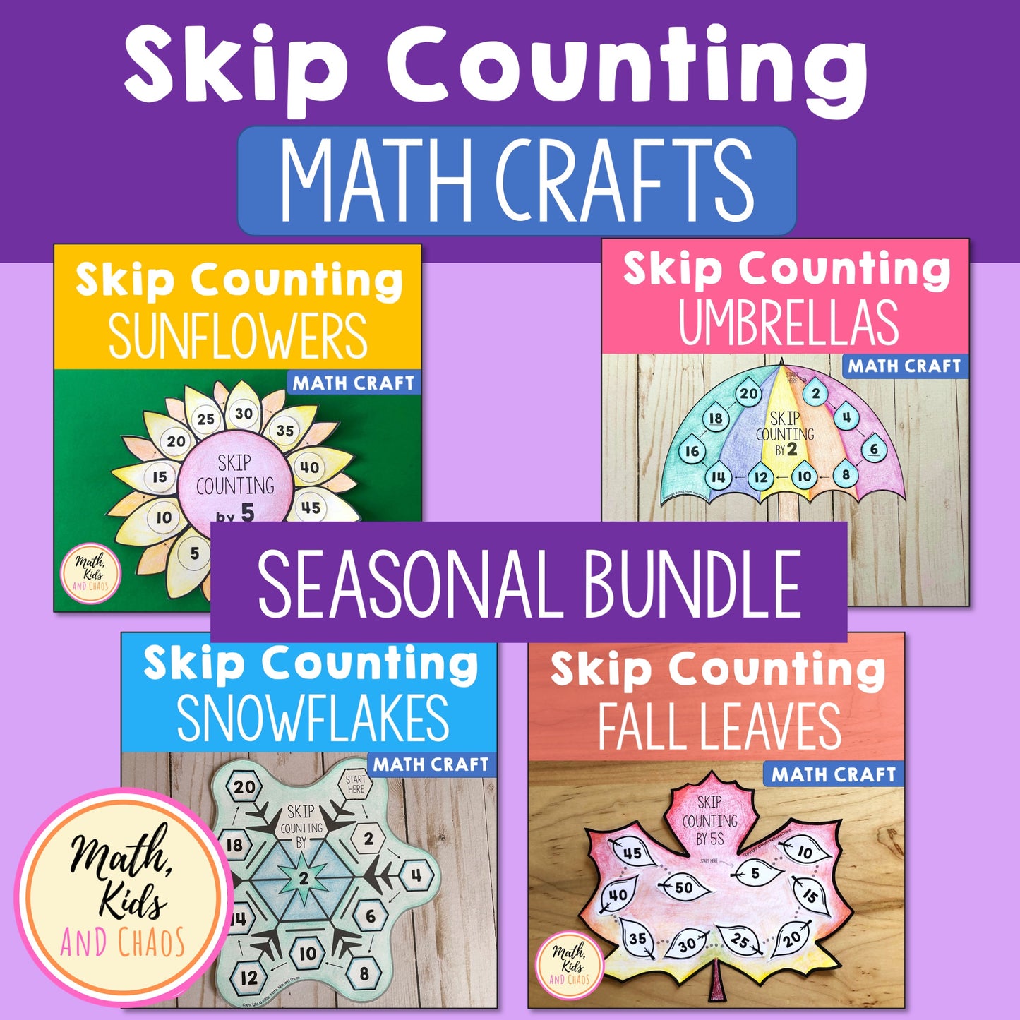 Skip Counting Math Crafts - SEASONAL BUNDLE