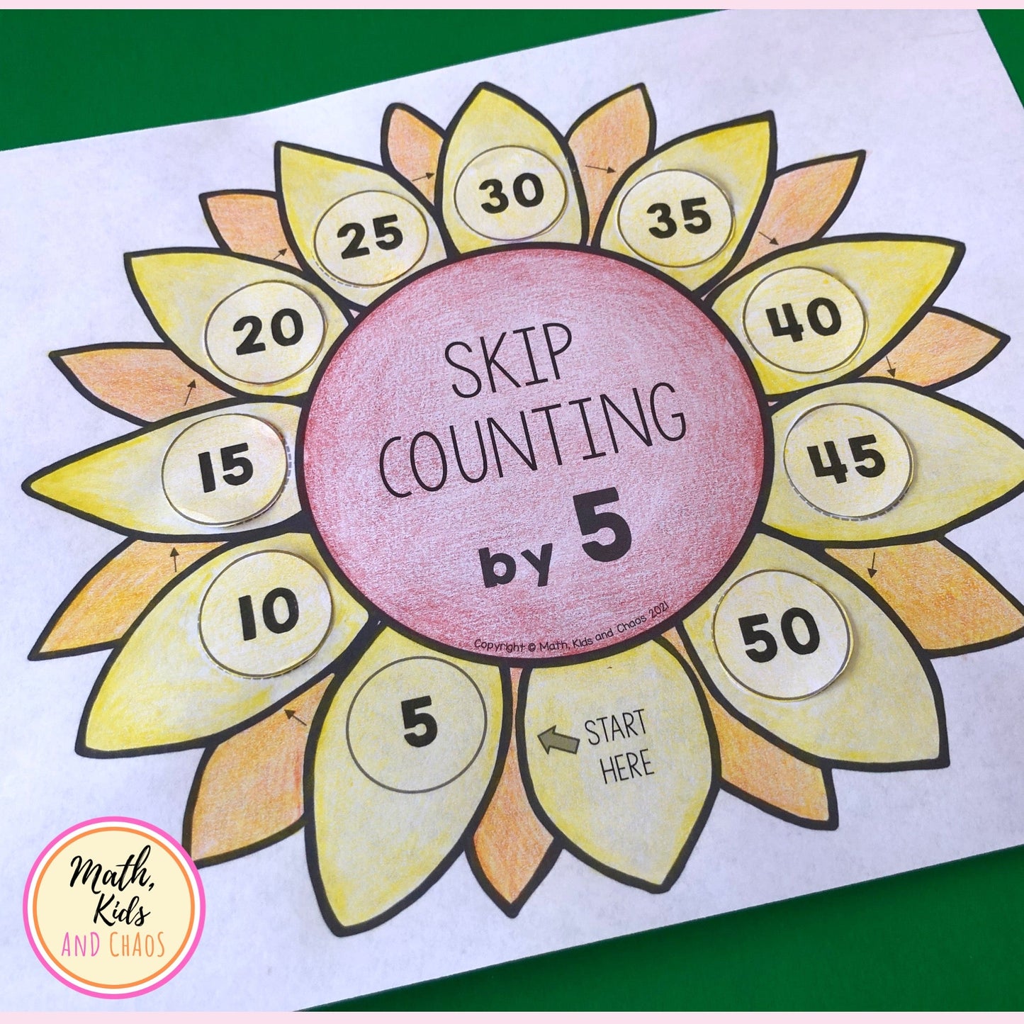 Skip Counting Sunflowers (math craft)
