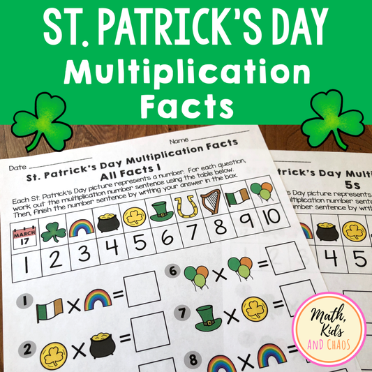 St. Patrick's Day Multiplication Facts Worksheets