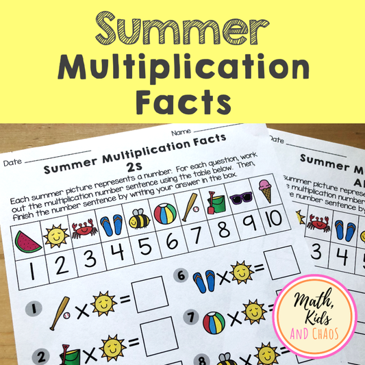 Summer Multiplication Facts Worksheets