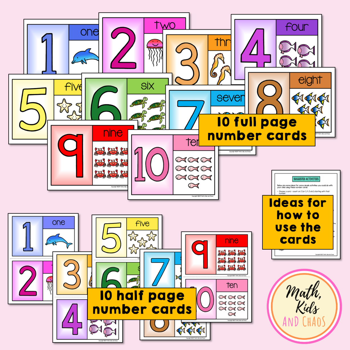 'Under the sea' number cards 1-10