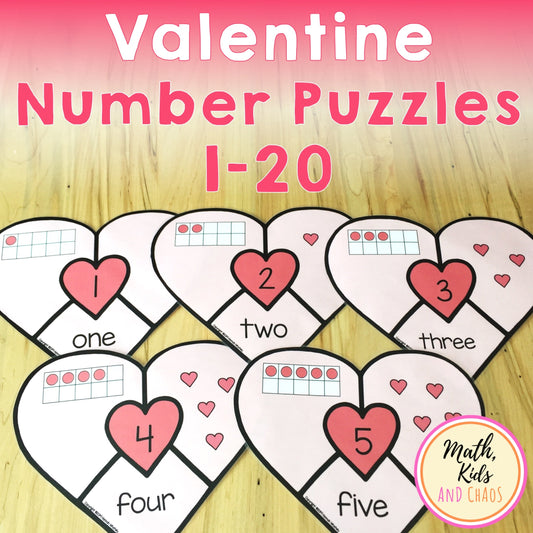 Valentine Number Puzzles (for numbers 1 to 20)